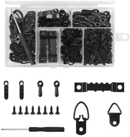 301 Pcs Picture Hanging Kit, Picture Hooks with Screws Set, Picture Hangers Set with Sawtooth, D Ring, Screws, Wall Picture Frame Hooks, Picture Hanging Tool for Photo Frames, Paintings(Black)
