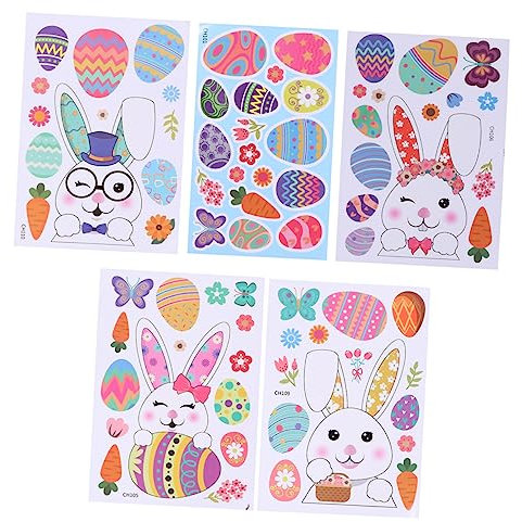 HEMOTON 5St Osteraufkleber Schweinchen Schweinefiguren Sammlerstücke Desktop-Dekoration Super Flash-Körperkette Plüsch Easter Bunny Ostern PVC-Aufkleber Osterhasen-Aufkleber