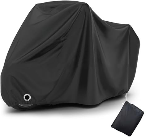 Motorrad Abdeckplane, Outdoor 210D wasserdichte & UV-Beständige Winterfest (XXXL 265x105x125cm), Motorradgarage - Für Motorrad, Motorroller, Moped - Premium Oxford-Stoff Abdeckplane