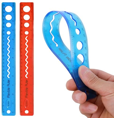2 Stück Lineal 30cm Kunststoff Lineal Flexibles Lineal Weiches Lineal für Studenten Gerades Lineal Gerade Kante Lineal für Kinder & Erwachsene Studenten Schule Klassenzimmer(rot+blau)