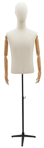 Schneiderpuppe Herrnbüste Schneiderbüste 134.62-193.04cm Höhenverstellbar Männlich Mannequin mit flexiblem Kopf,Arme und Finger