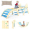 Puecrof 7-in-1 Montessori Kletterdreieck mit Kissen – Holz Kletterspielzeug für Kleinkinder 1-3 Jahre – Indoor Kletterbogen mit Rutsche, Leiter & Spielbogen (Blue)