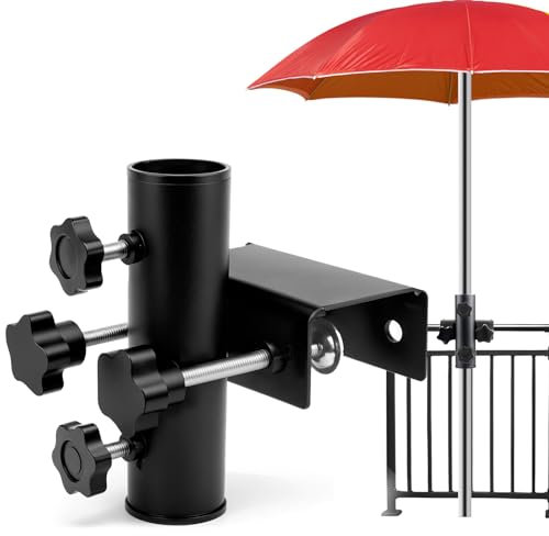 Support pour Parasol Balcon, Porte Parapluie pour Extérieur, Porte-Parasol en Métal - Fixation Attache Parasol pour Balcon, Terrasse et Extérieur, Pied d’Échange (A)