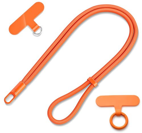 MORSUNBELA Cordon porte-clés à porter autour du cou - Cordon universel pour téléphone portable - Cordon réglable - Long - Orange