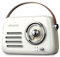Ledwood Radio Rétro Portable Alma, FM, Bluetooth 5.3 Entrée USB, Puissance 30W - Batterie 3,7V-1500mAh - Retro Vintage - Blanc