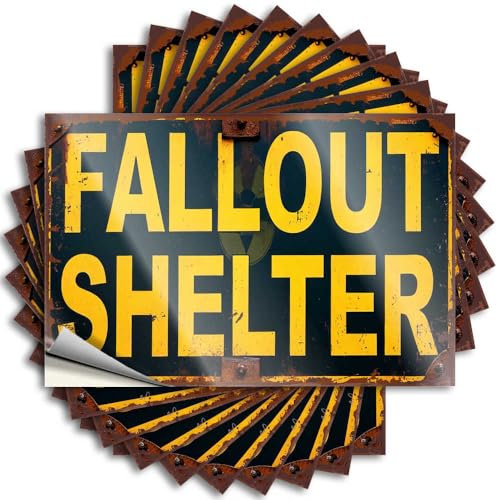 Lustige Auto-Aufkleber, Motiv: Fallout Shelter Signage: Nostalgischer Look, lustige Aufkleber, Hardhat-Sticker und Aufkleber (6 x 9 cm)
