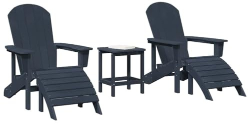 vidaXL Gartenstuhl 3 STK. Marineblau Polyethylen | Hergestellt mit Armlehnen und einer Rückenlehne für entspanntes Sitzen,