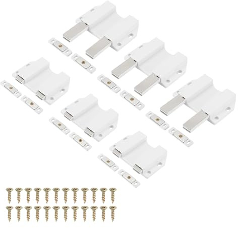 PATIKIL 6 Stk Magnetische Druckverschlüsse 4.53 x 3.94 Große Doppelte Druck-Öffnen Türverschlüsse Schrank Druck-Öffnen Auslöser Press-Out Verriegelungen Für Versteckte Weiß