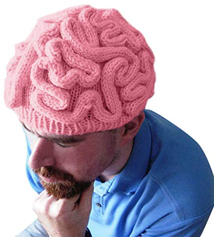 Generisch Gehirn Hut,Lustige Gehirn Strickmützen Gestrickte Gehirnmütze Einzigartige Thinking Cap Halloween Unisex Kreative Handgemachte Mütze