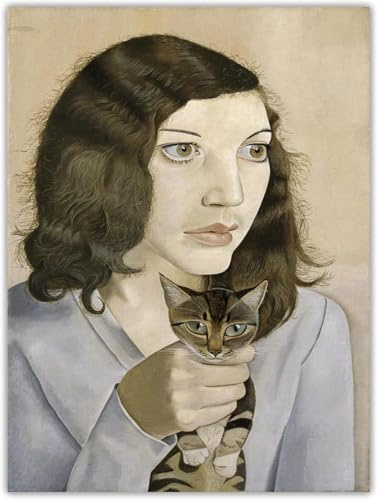 Waeta Rnvzx Lucian Freud Poster Mädchen mit einem Kätzchen Leinwand Wandkunst Lucian Freud Malerei Lucian Freud Drucke für Wohnkultur Bild 40x55cm Kein Rahmen