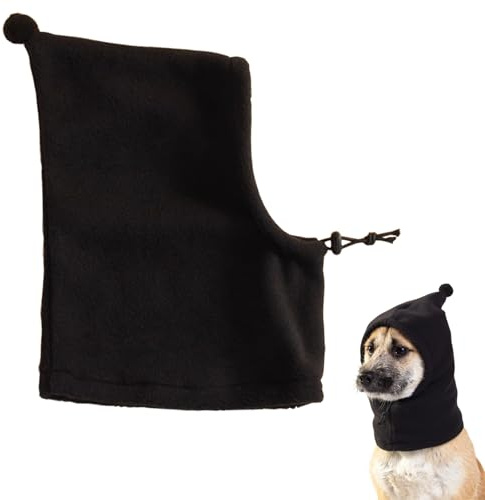 HhBdy Snood Chien, Cache Oreille Chien Chaud Dog Ear Muffs Ajustable Snood pour Oreilles Noir Bonnet pour Chat Lavable pour Promenades en Plein Air Jeux dans la Neige Voyages en Voiture (M)