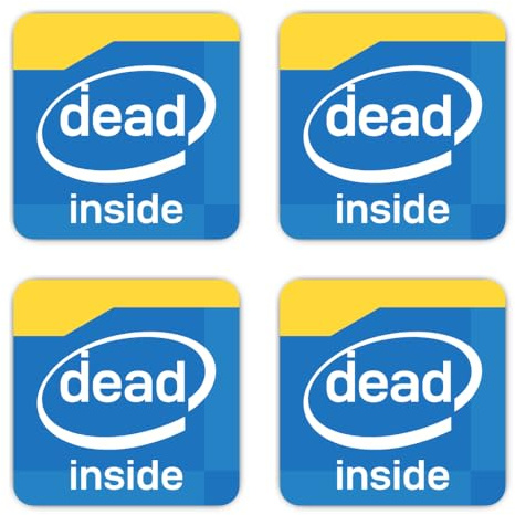 Aufkleber: 75 mm, 4 Stück - Dead Inside Meme Gaming Sticker für PC, Notebook, Konsole