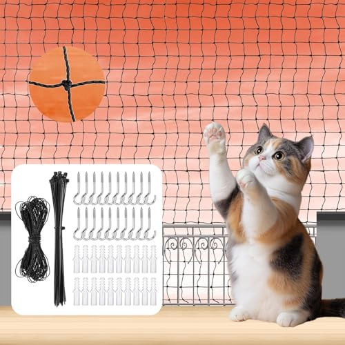 AEMCHDM Premium kattnät för balkong, kattskyddsnät, förstärkt kattnät, för att säkra balkong, terrasser, fönster, dörrar, kattskyddsnät av nylon multifilament (10 x 3 m)