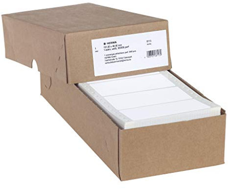 HERMA 8113 Computeretiketten endlos perforiert, 101,6 x 48,4 mm, 1-bahnig, 3000 Stück, selbstklebend, Endlosetiketten Aufkleber mit Führungslochrand, matt, blanko Papier Computer Etiketten, weiß