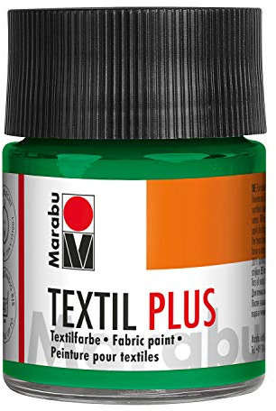 Marabu 17150005015 - Textil Plus französisch grün 50 ml, volldeckende Stoffmalfarbe für dunkle Stoffe, geeignet für Stoffmalerei und Stoffdruck, nach Fixierung waschbeständig bis 40 °C