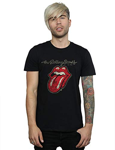 The Rolling Stones T Shirt Plastered Tongue Band Logo Official Unisex Black