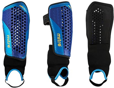 Mitre Aircell Carbon Guard Football Shin Pads, Breathable, Lightweight Design, Adult, BLACK/CYAN/YELLOW, S