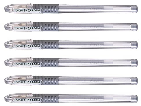 Pilot Gel-Tintenroller, G1-10 Grip, breite Spitze, silberfarben, 6 Stück