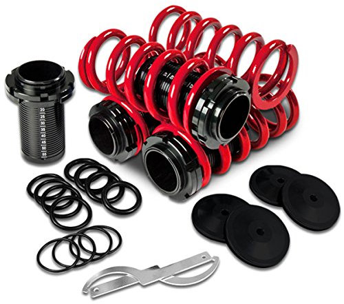 DNA MOTORING COIL-HC88-S-RD COILHC88SRD Gewindefahrwerksmanschetten-Set [Für 88-01 Honda Civic Del Sol CRX Acura Integra], rot