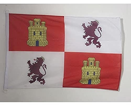 AZ FLAG Bandera de Castilla Y LEÓN 90x60cm Uso Exterior - Bandera CASTELLANOLEONESA 60 x 90 cm Anillos