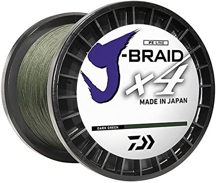 Daiwa Unisex-Erwachsene JB4U65-300DG J-Braid X4 geflochtene Schnur, 300 Yards, 29,5 kg, 0,35,6 cm Durchmesser, dunkelgrün, 65 lb