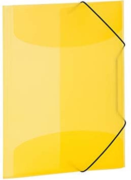 HERMA Sammelmappe A4 Gelb Transluzent, Eckspanner-Mappe aus Kunststoff mit Gummizug und Innenklappen für Kinder, Jungen und Mädchen