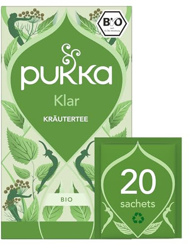 Pukka | Bio Kräutertee Klar | Fenchel, Aloe Vera, Pfefferminze, Löwenzahn und Brennnessel | Tee für ein inneres Strahlen | 1er Pack | 20 Teebeutel