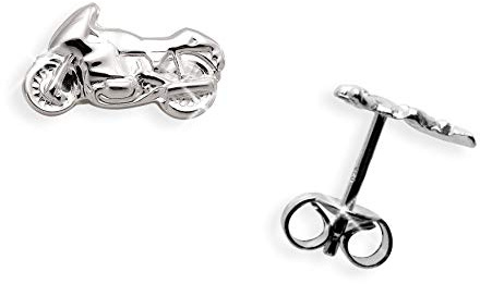Einzel-Ohrstecker per Stück echt Sterling Silber 925 mit Motorrad (Art 602069/811090)