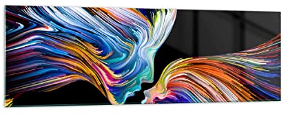 ARTTOR Bilder auf Glas 160x50cm Wandbild Glasdruck Abstrakt Menschen - 3709 | Abstraktion Modern Panorama Groß XXL Modern Dekoration Wohnzimmer Schlafzimmer Küche Wanddeko Kunstdruck Art ARTTOR
