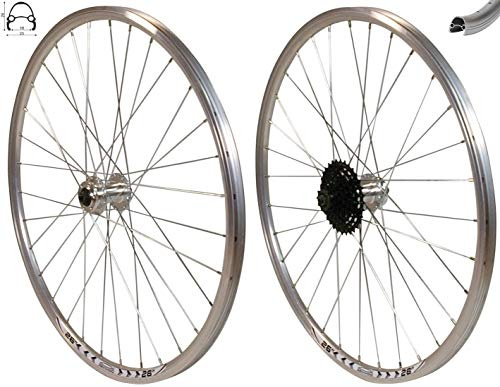 Redondo 26 Zoll Laufrad Set Vorderrad Hinterrad Felge Disc Silber + 8 Fach Kranz