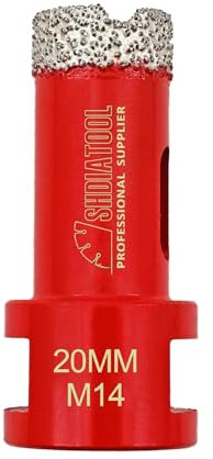 SHDIATOOL Forets Diamant 20mm Trépans de Forage avec Filetage M14 pour Perçage à sec en Porcelaine Carrelage Granit Marbre