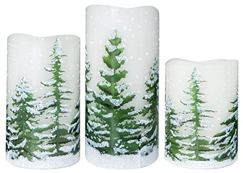 Wondise Candele senza fiamma tremolanti con timer, a batteria, in vera cera, luce calda, per albero di Natale, decorazione domestica, regali di Natale, set da 3 (D 3 x H4/5/6 pollici)