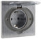 Zenitech, Base de suelo Schuko 16 A IP44 de aluminio cepillado con tapa protectora, caja de empotrar Ø 67 mm multimaterial, cableado automático, fijación con tornillos.