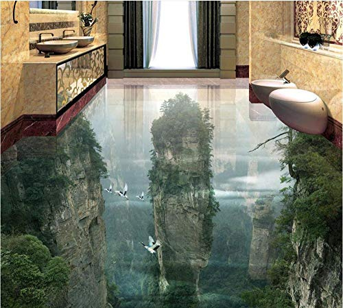 Rutschfester 3D-Pvc-Bodenbenutzerdefinierte 3D Malerei Boden Tapete Pvc Klebstoff Peak Cliff Wohnzimmer Badezimmer 3D Boden Malerei Moderne Aufkleber 3D Floor-250 * 175 Cm