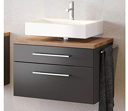 Waschbeckenunterschrank Badschrank Unterschrank Schrank Badmöbel Davos I Graphit/Grau-Matt