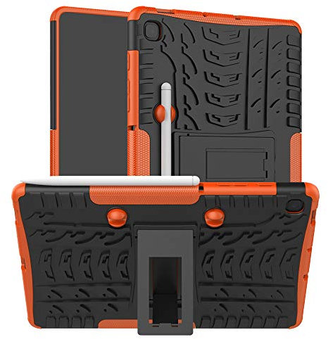 FanTing Custodia per Samsung Galaxy Tab S6 Lite, [antiurto custodia] [Tough Armor Series Cover] 2 in 1 doppio strato protezione perfetta + supporto pieghevole, arancione