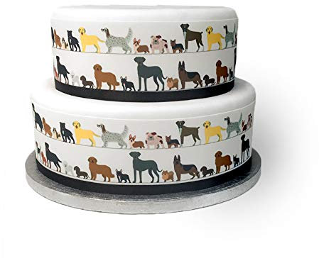 Top That Edible Decor Sheet Cute Dog Puppy Animal Border Ribbon - Perfect for Decorating Your Cakes- Easy to Use