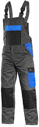 CANIS CXS PHOENIX CRONOS Arbeitslatzhose Professionelle Latzhose Herren Schutz für Monteur Gärtner Damen Hose für Mechaniker mit Klettverschlusstaschen Cargotaschen; grau mit blau (48)