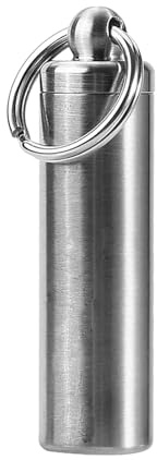 Stainless Steel Waterproof Pill Bottle Keyring Small Capsule | Waterproof Seal O-Ring for Dry Travel Storage, Small Pill Case Keychain