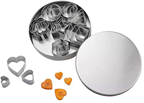 WZCXYX 24 Stück Edelstahl Keksausstecher Quadratische Blume Stern Herzform Fondant Stempel Kekse Backen Dekorationswerkzeuge