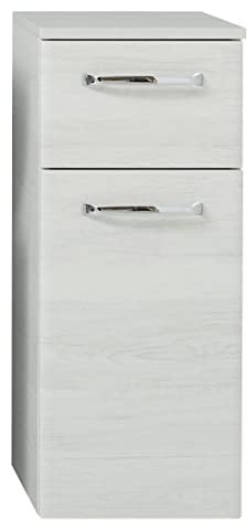 Pelipal Badezimmerschrank Quickset 936 in Eiche Weiß quer Nachbildung, 30 cm breit | Unterschrank mit 1 Tür, 1 Schubkasten und 1 Einlegeboden