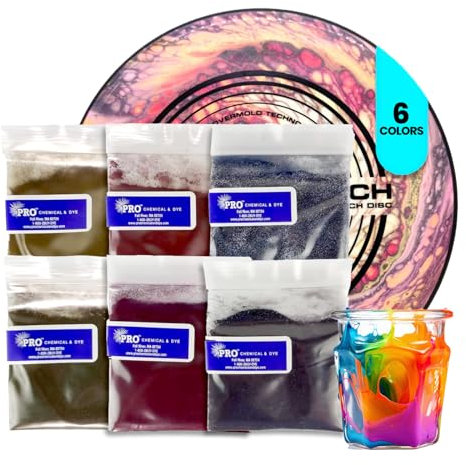 Pro Chemical Disc Golf Dye Starter-Set, perfekt für Anfänger zum Discgolffärben, Farbscheiben in jeder Farbkombination, 6 Farbstoffe, personalisieren Sie Ihre Scheiben, Discgolf-Zubehör für alle