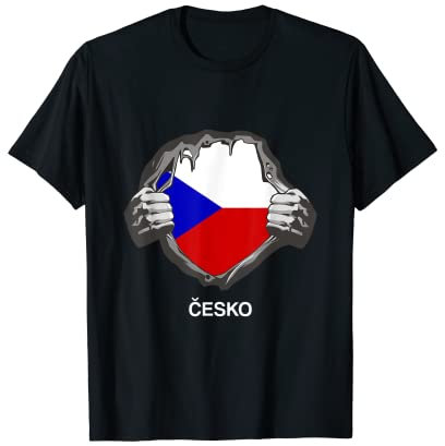 Tschechische Flagge Cesko Herz Stolz Wurzeln Tschechien T-Shirt