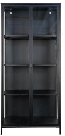 AltoBuy Hendra - Vitrine 2 Portes Verre et Acier Noir H175cm