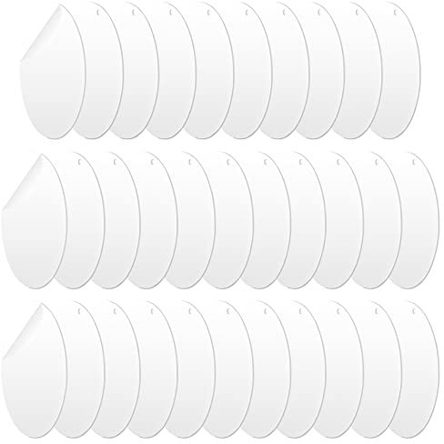 32 Piezas de Disco acrílico en Blanco, Adornos, círculos acrílicos Transparentes con Orificio para Marco de Fotos, Pintura, Llavero DIY y Proyecto Artesanal (2 mm, 3 Inch)