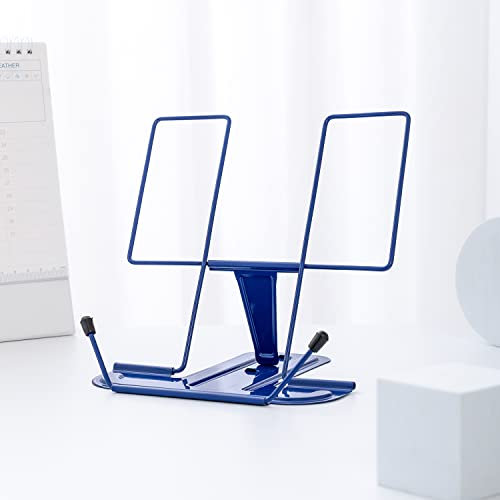 Leseständer mit Metallbügel, Multifunktions Verstellbar Buchstützen Buchständer für Arbeitszimmer, Buch Magazin Menü Ipad, Kochbuch, Noten, Büro, Schule, These, Studentenpreise(Dunkelblau)