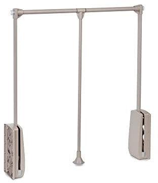 Emuca - Kleiderlift für Schrank, Ausziehbarer Kleiderlift 450-600mm Breite, Schrankinnenseiten Montage, Steingrau, Stahl