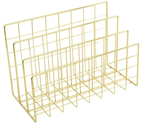 Schreibtisch-briefablage Aus Metall, Büro-schreibtischablage, Organizer, 3 Gitter, Papierablage, Briefordner-Organizer, Metall-aufbewahrungsfächer, Metall-bücherregal, Golden