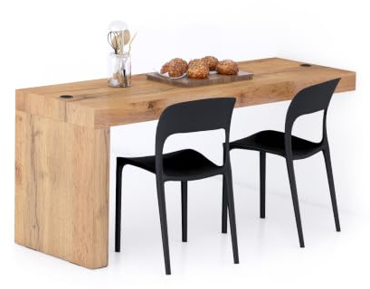 MOBILI FIVER, Evolution Esstisch 180 x 60 mit kabellosem Ladegerät, rustikale Eiche mit einem Bein, Made In Italy
