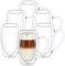 Wilmax | Doppelwandige Thermogläser mit Henkel | 6er-Set | 500 ml | Latte Macchiato Gläser Set | Cappuccino Gläser mit Henkel | Kaffeegläser | Teegläser | Trinkgläser | Thermotassen